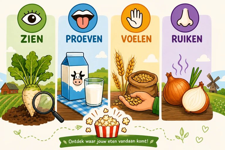 Proef, kijk, ruik en voel: ontdek wat je eet!